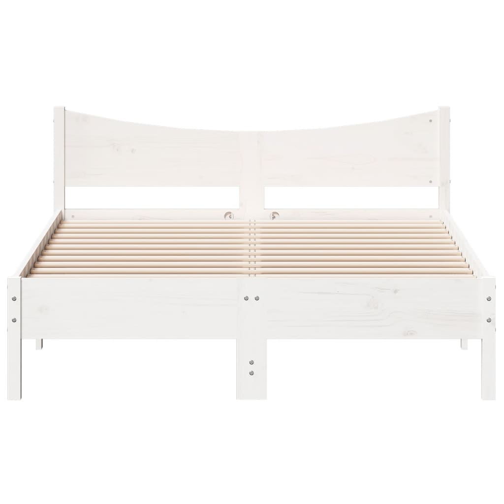 Cadre de lit blanc 140x190 cm bois de pin massif Lits & cadres de lit vidaXL   