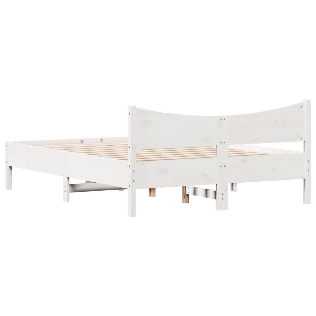 Cadre de lit blanc 140x190 cm bois de pin massif Lits & cadres de lit vidaXL   