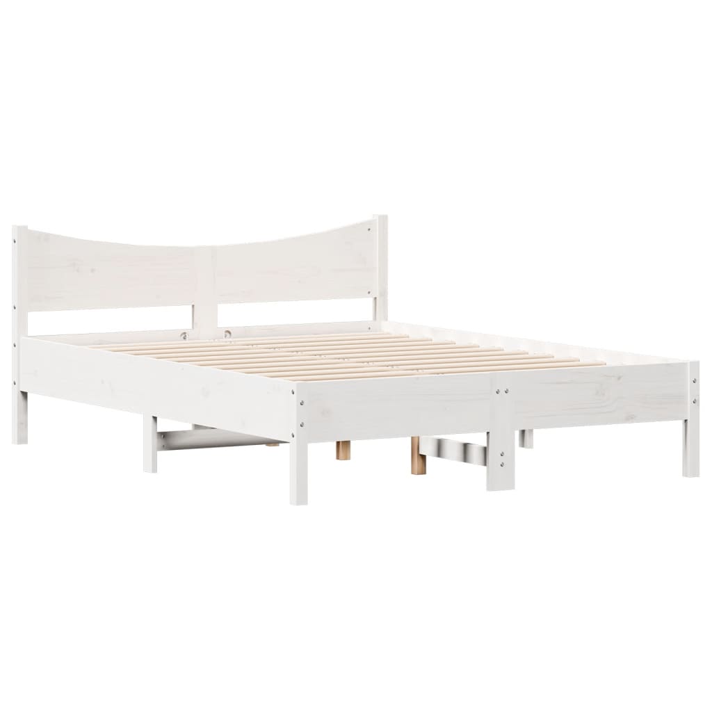 Cadre de lit Blanc 135x190 cm Bois de pin massif Lits & cadres de lit vidaXL   