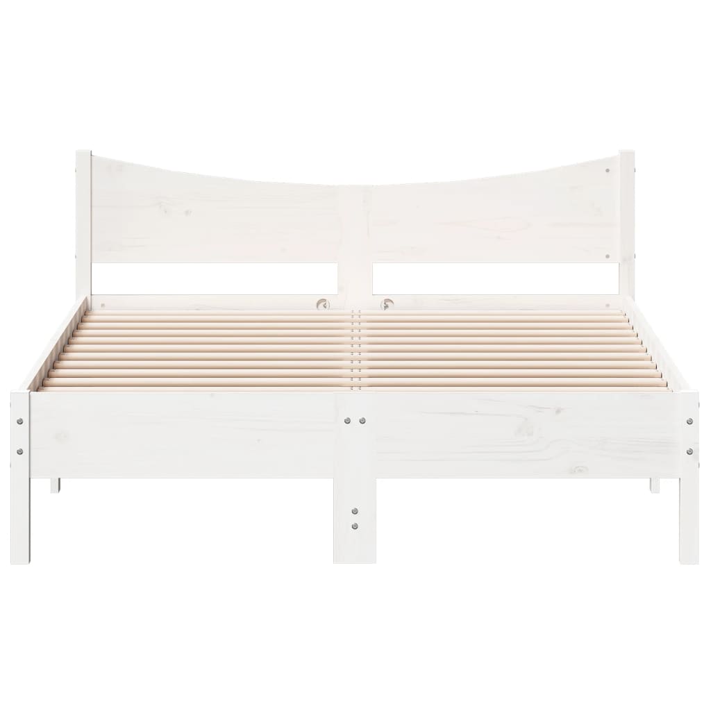 Cadre de lit Blanc 135x190 cm Bois de pin massif Lits & cadres de lit vidaXL   