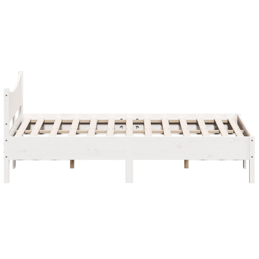 Cadre de lit Blanc 135x190 cm Bois de pin massif Lits & cadres de lit vidaXL   