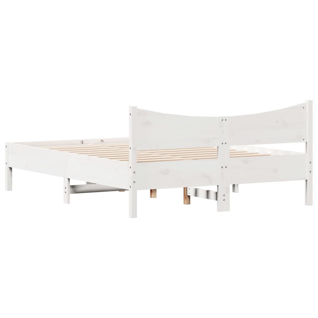 Cadre de lit Blanc 135x190 cm Bois de pin massif Lits & cadres de lit vidaXL   