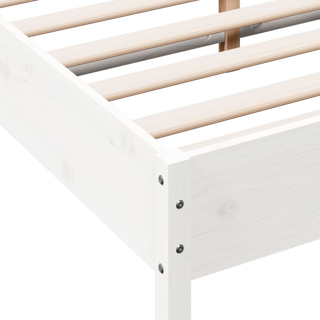 Cadre de lit Blanc 135x190 cm Bois de pin massif Lits & cadres de lit vidaXL   