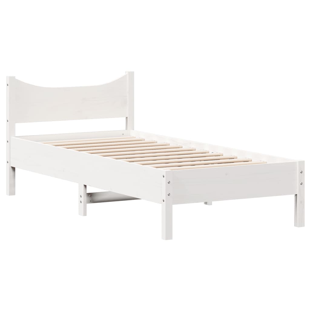 Cadre de lit Blanc 90x190 cm Bois de pin massif Lits & cadres de lit vidaXL   