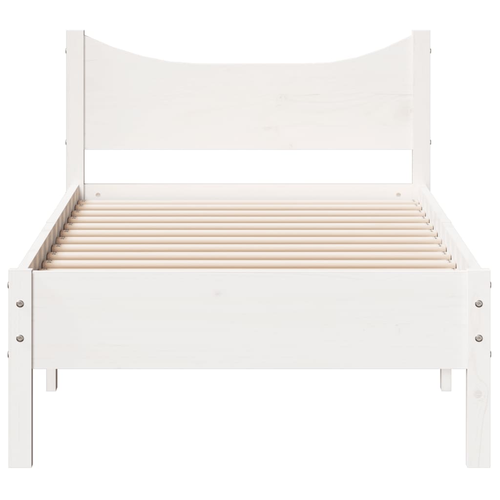 Cadre de lit Blanc 90x190 cm Bois de pin massif Lits & cadres de lit vidaXL   