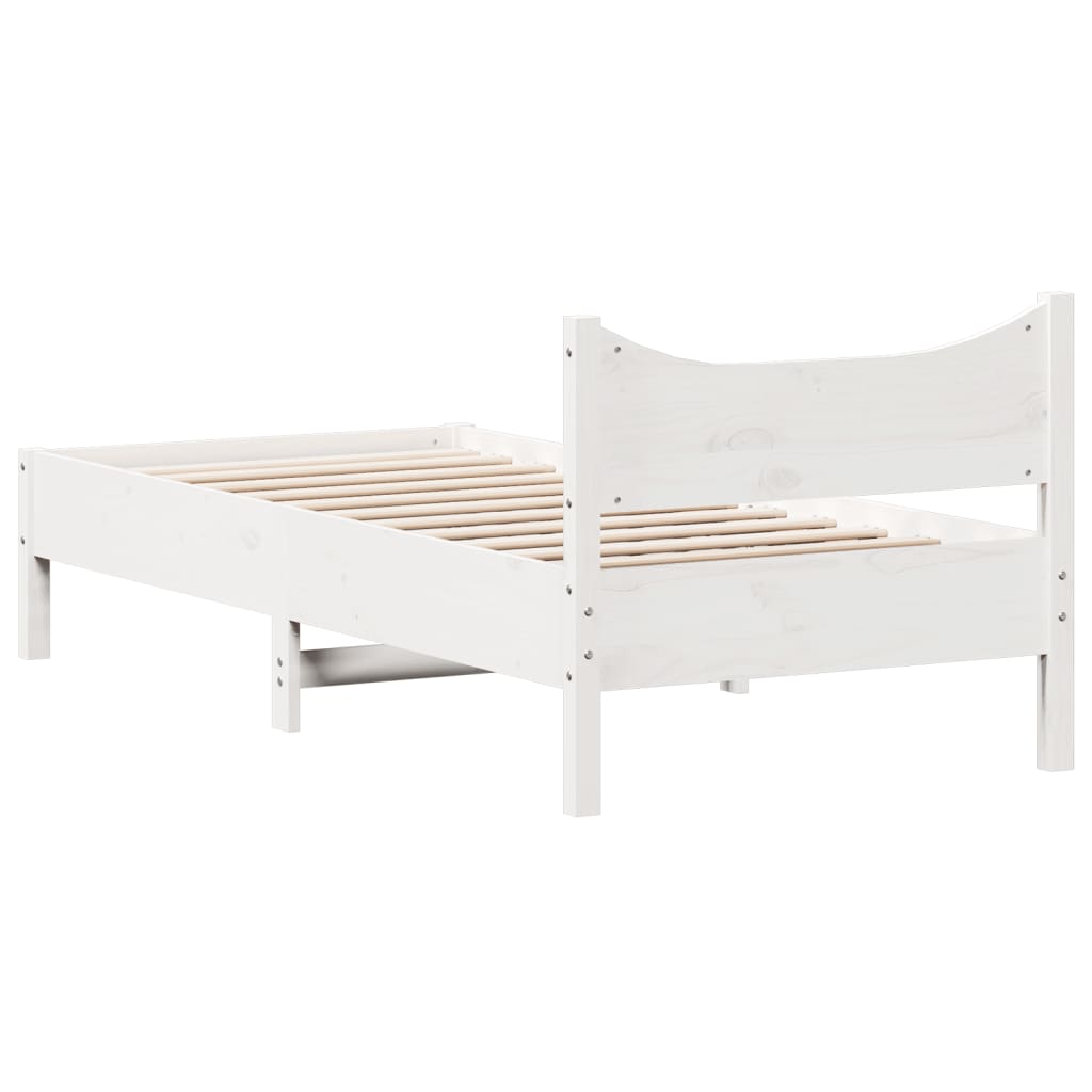 Cadre de lit Blanc 90x190 cm Bois de pin massif Lits & cadres de lit vidaXL   