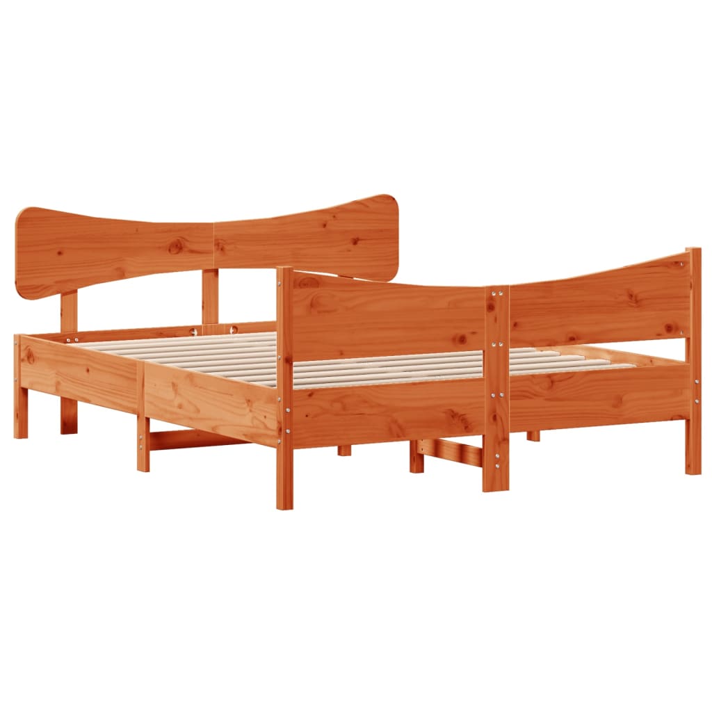 Cadre de lit avec tête de lit cire marron 140x190cm bois de pin Lits & cadres de lit vidaXL   