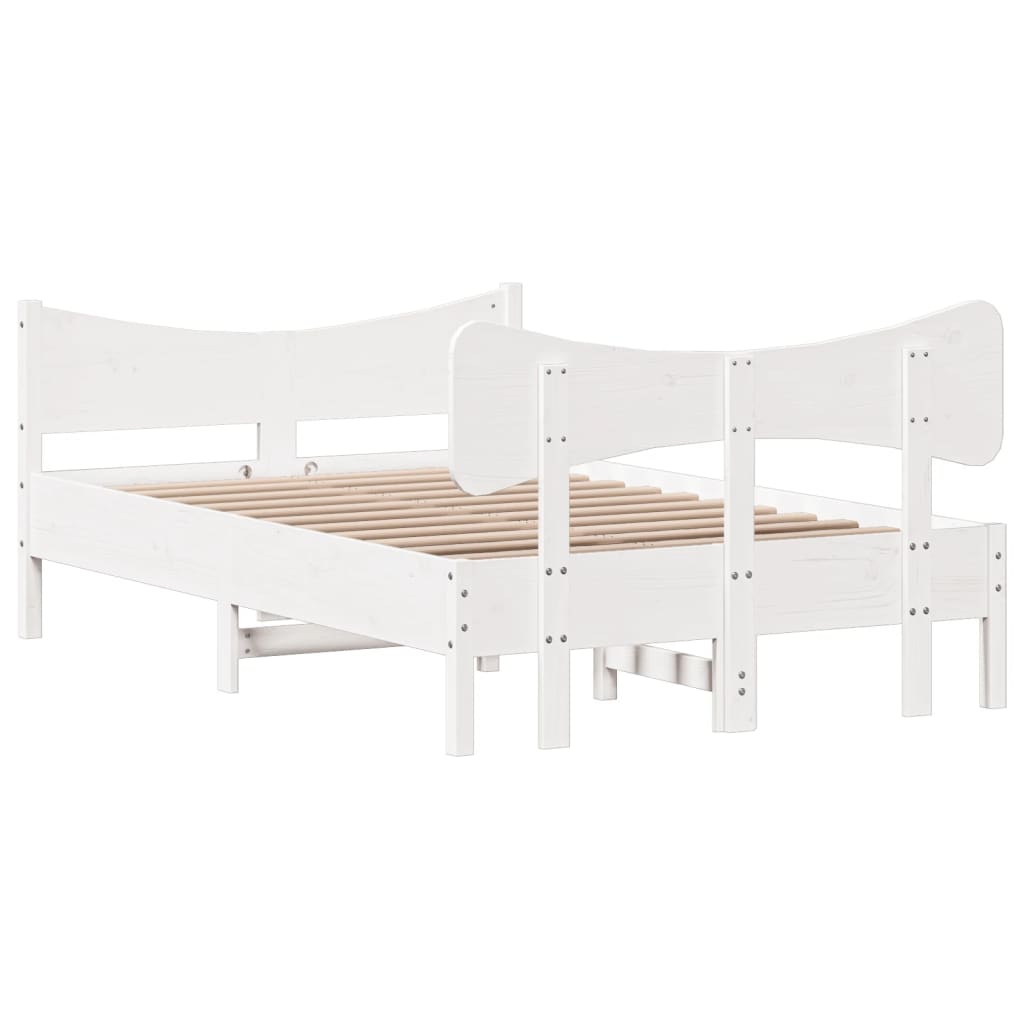 Cadre de lit avec tête de lit blanc 120x190 cm bois pin massif Lits & cadres de lit vidaXL   