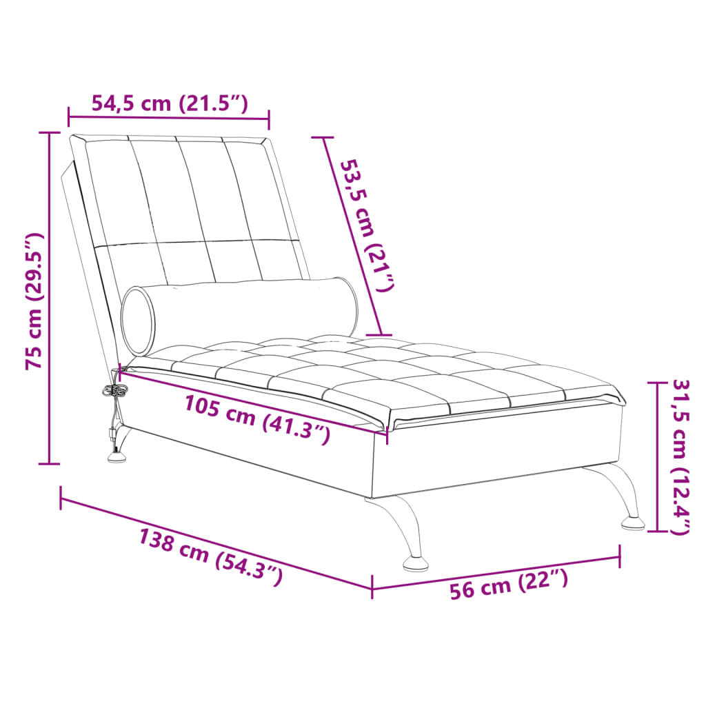 Chaise longue de massage avec traversin bleu tissu Chaises longues vidaXL   