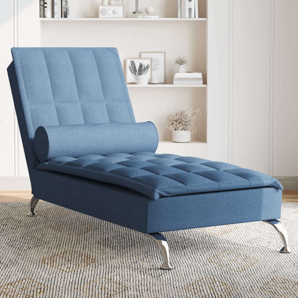 Chaise longue de massage avec traversin bleu tissu Chaises longues vidaXL   