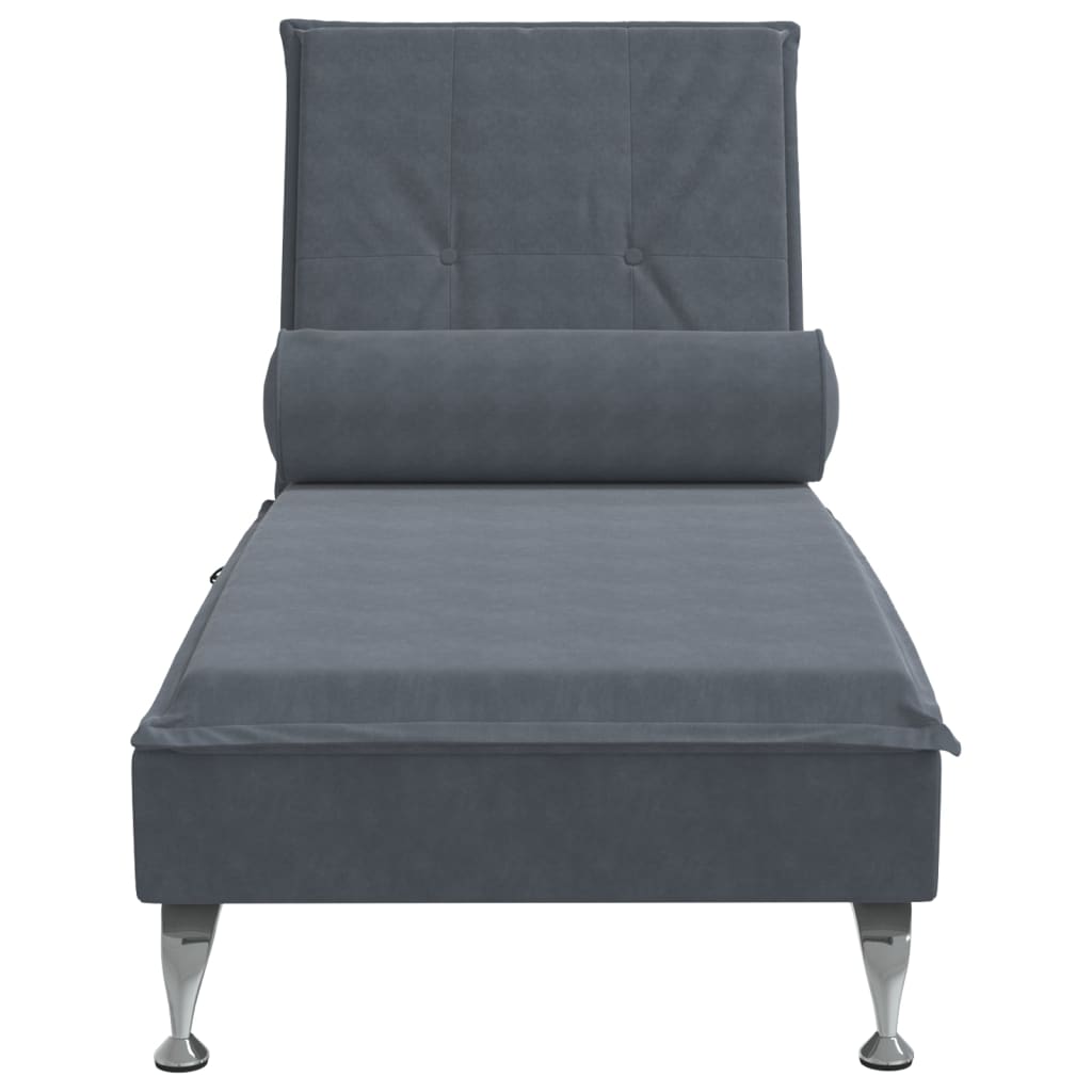 Chaise longue de massage avec traversin gris foncé velours Chaises longues vidaXL   