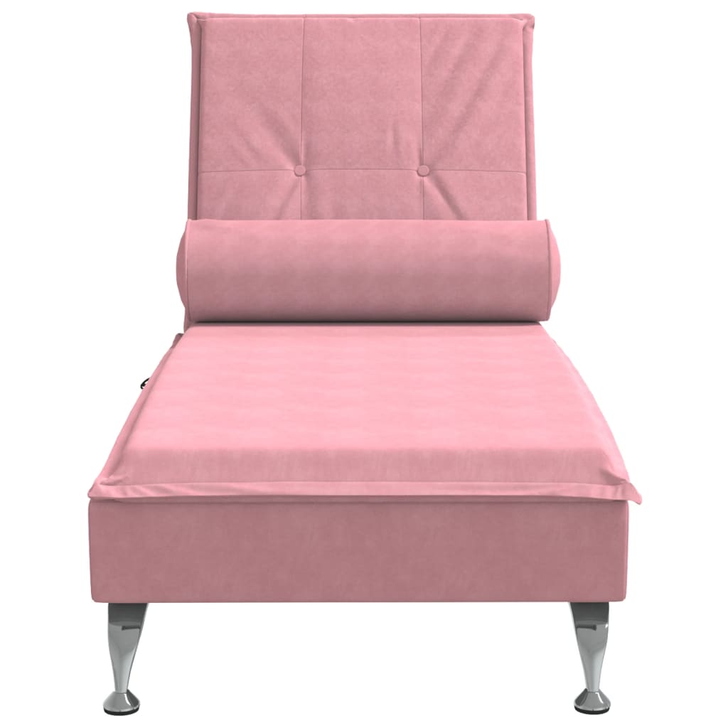 Chaise longue de massage avec traversin rose velours Chaises longues vidaXL   