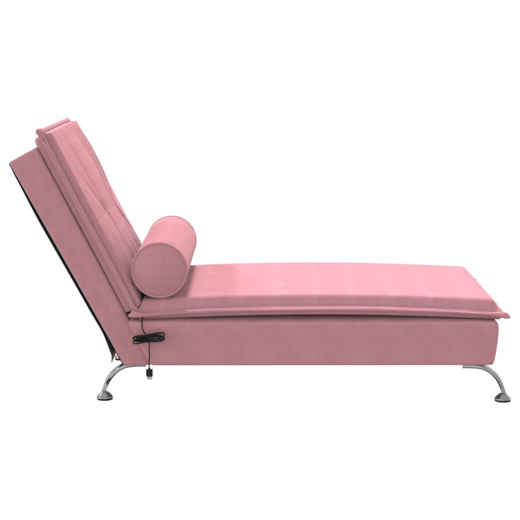 Chaise longue de massage avec traversin rose velours Chaises longues vidaXL   