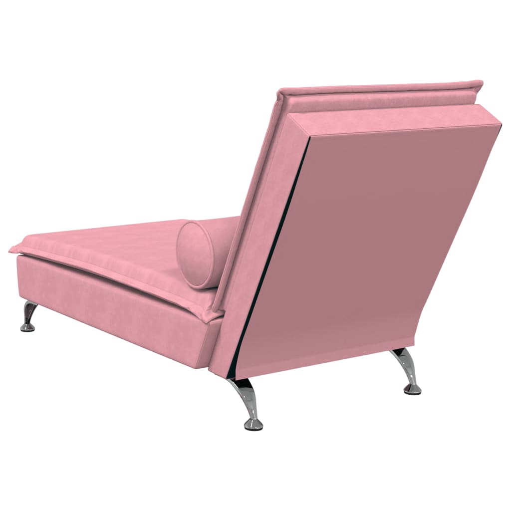 Chaise longue de massage avec traversin rose velours Chaises longues vidaXL   