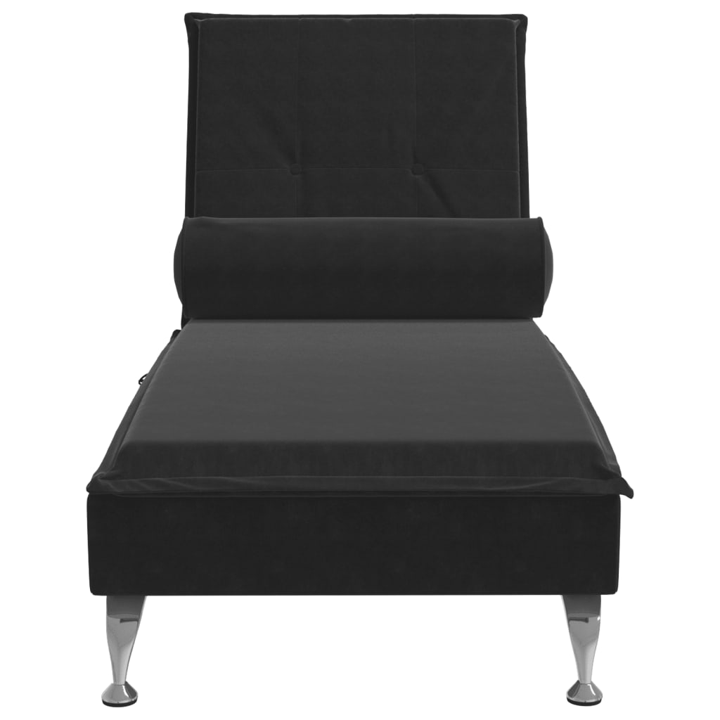 Chaise longue de massage avec traversin noir velours Chaises longues vidaXL   