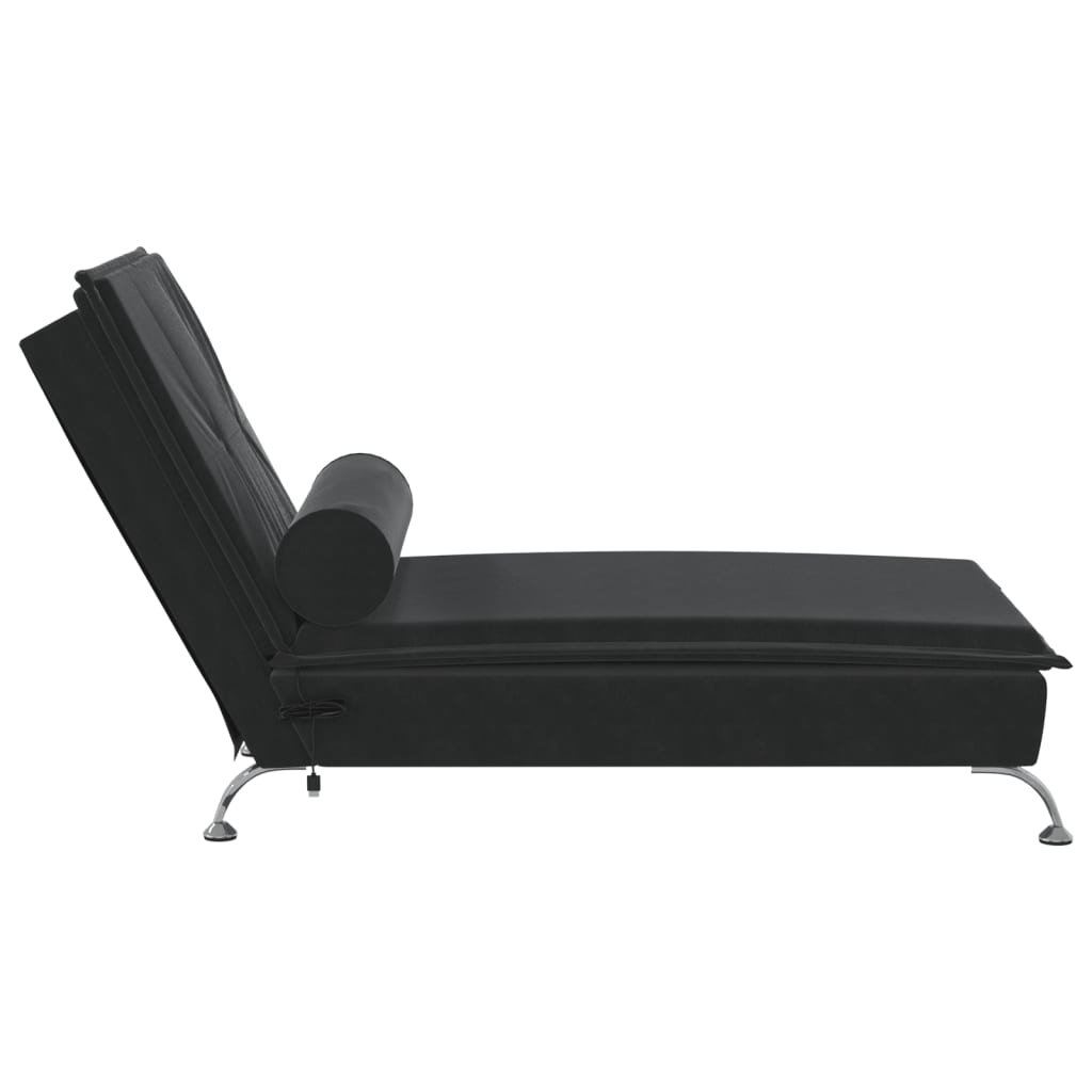 Chaise longue de massage avec traversin noir velours Chaises longues vidaXL   