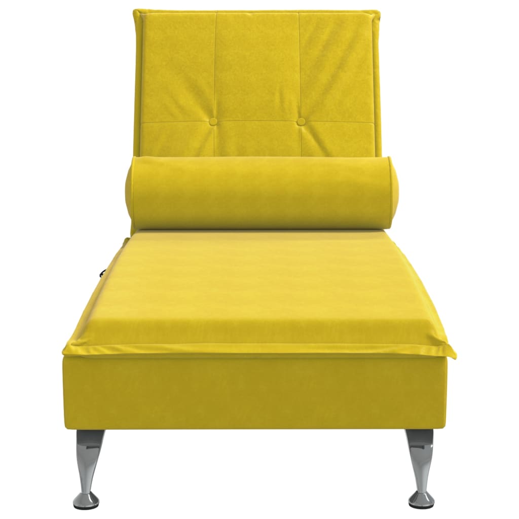 Chaise longue de massage avec traversin jaune velours Chaises longues vidaXL   