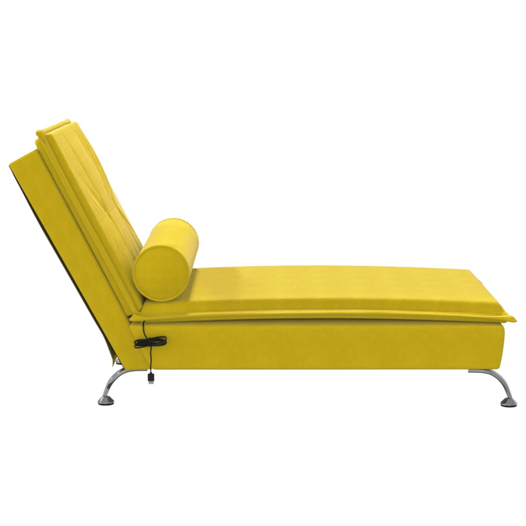 Chaise longue de massage avec traversin jaune velours Chaises longues vidaXL   