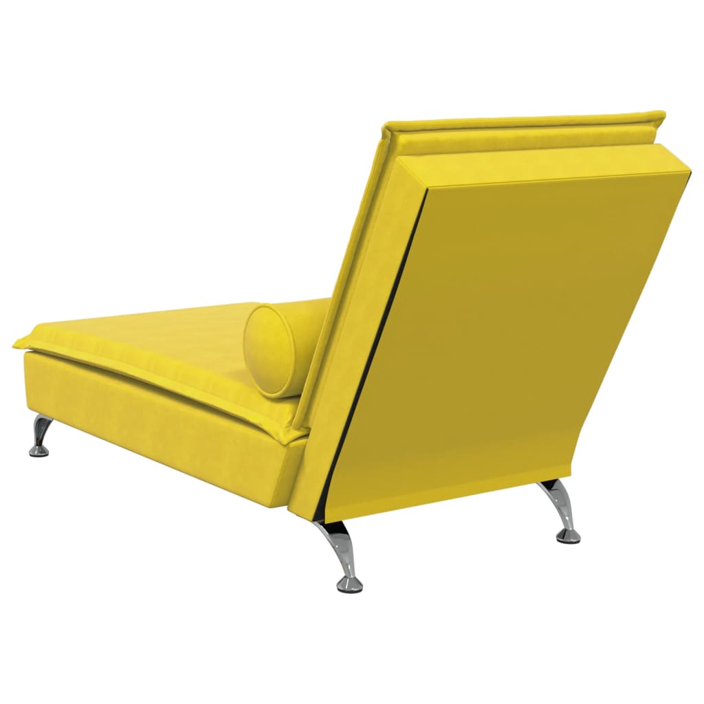 Chaise longue de massage avec traversin jaune velours Chaises longues vidaXL   