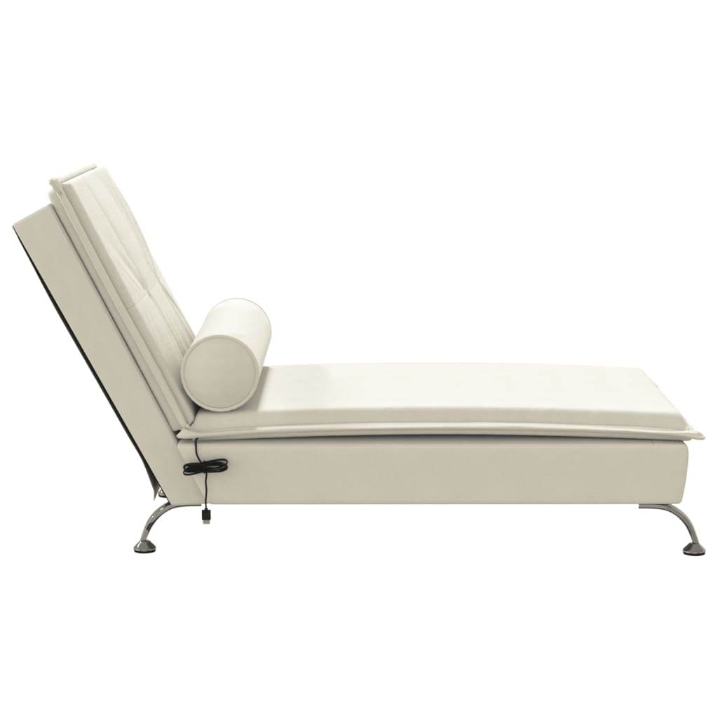 Chaise longue de massage avec traversin crème velours Chaises longues vidaXL   