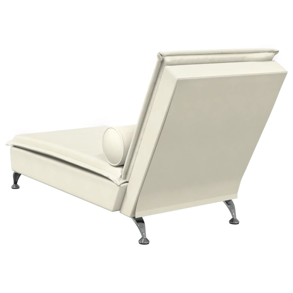 Chaise longue de massage avec traversin crème velours Chaises longues vidaXL   