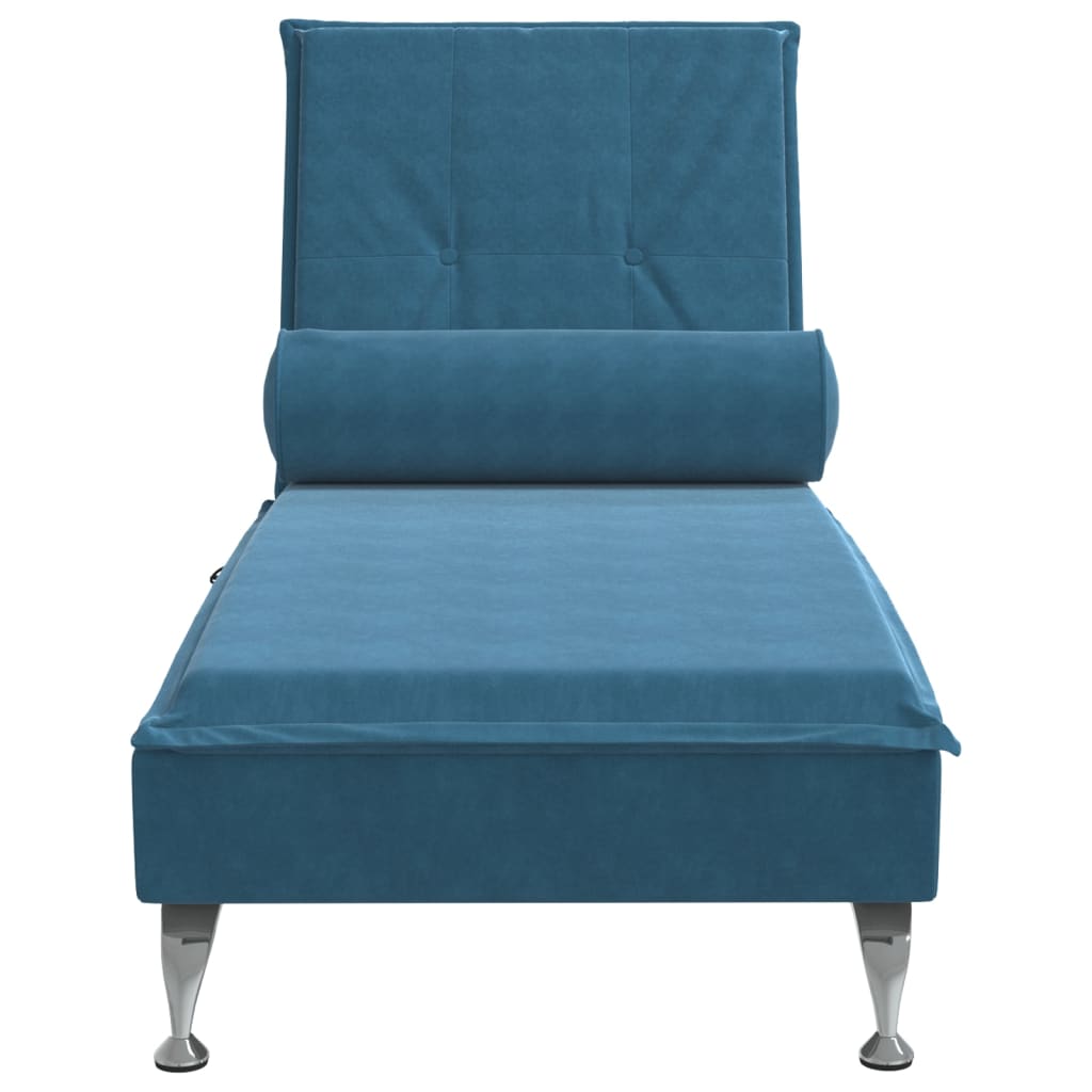 Chaise longue de massage avec traversin bleu velours Chaises longues vidaXL   