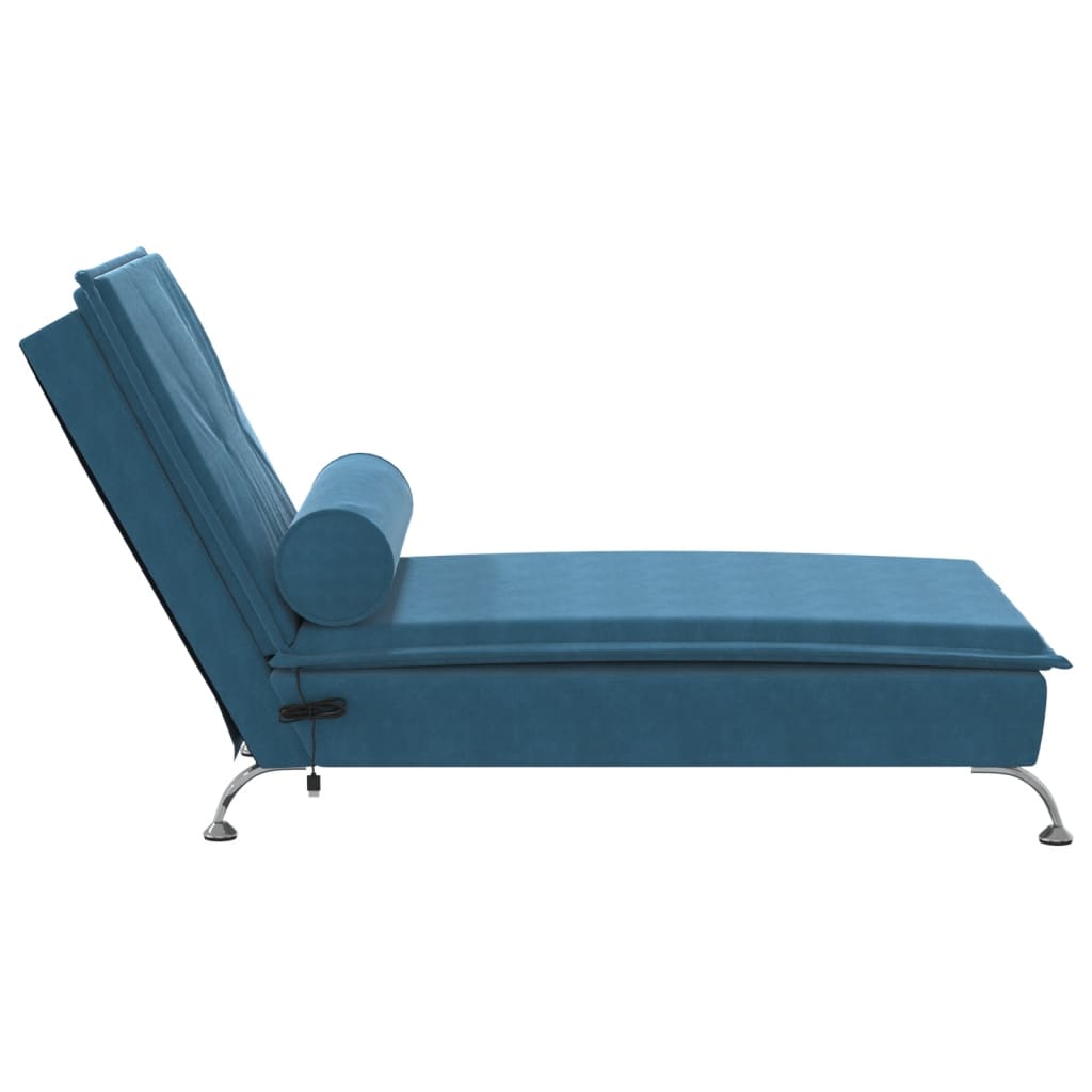 Chaise longue de massage avec traversin bleu velours Chaises longues vidaXL   