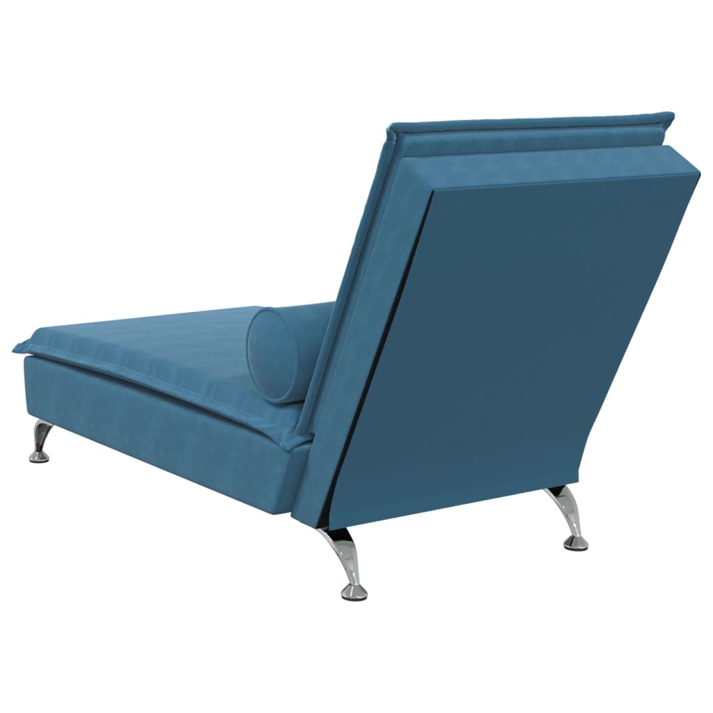 Chaise longue de massage avec traversin bleu velours Chaises longues vidaXL   