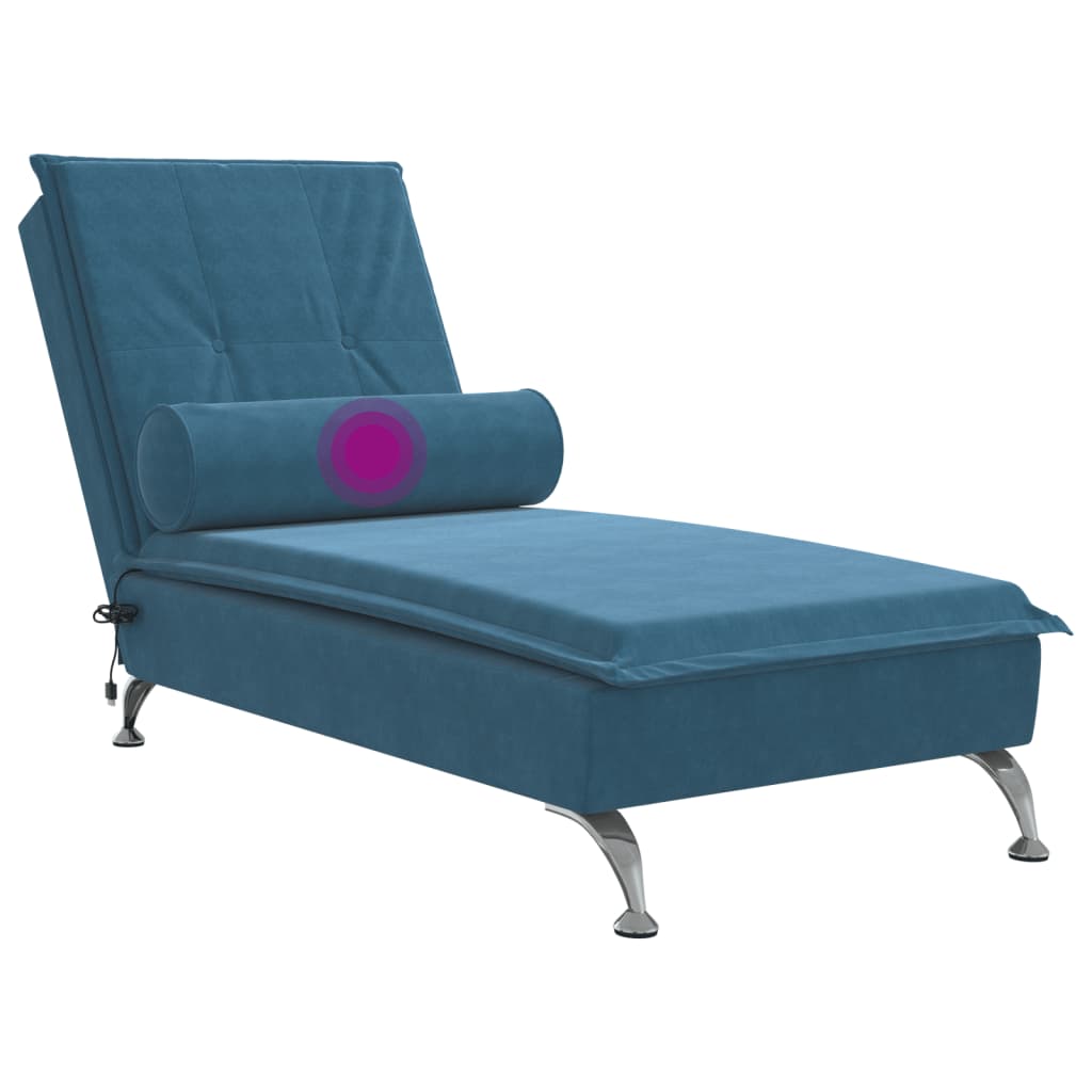 Chaise longue de massage avec traversin bleu velours Chaises longues vidaXL   