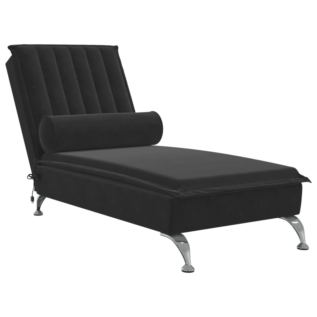 Chaise longue de massage avec traversin noir velours Chaises longues vidaXL   