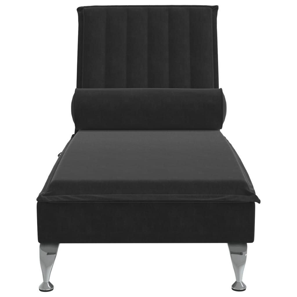 Chaise longue de massage avec traversin noir velours Chaises longues vidaXL   