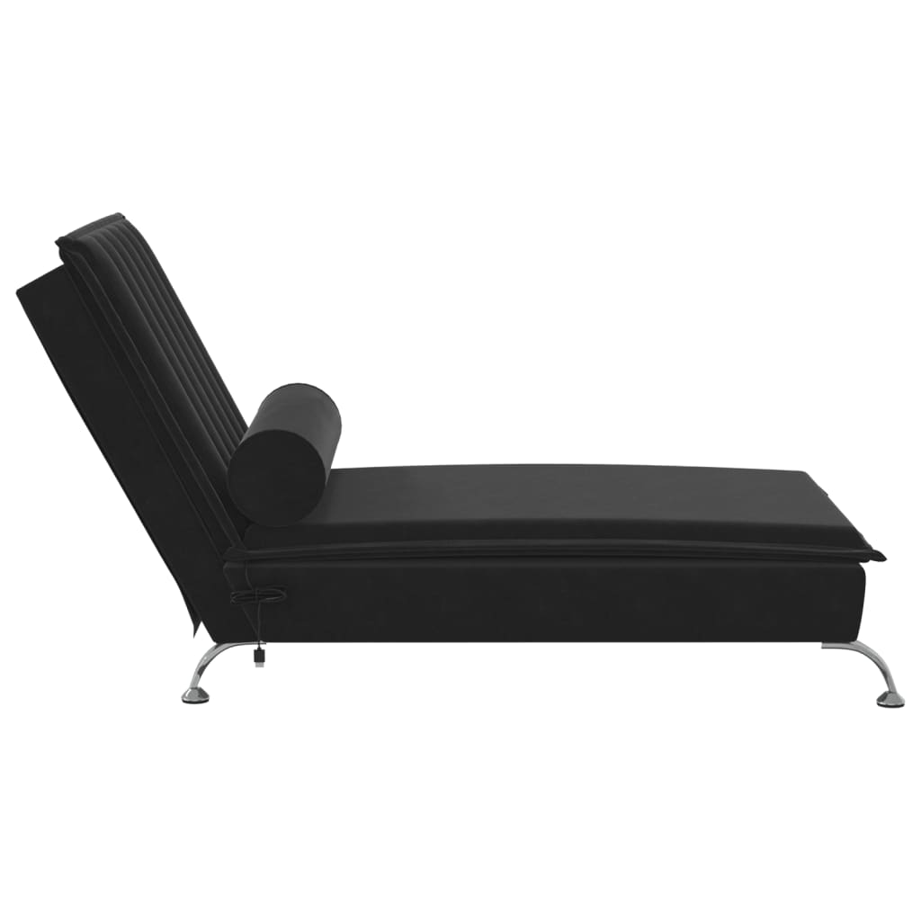 Chaise longue de massage avec traversin noir velours Chaises longues vidaXL   