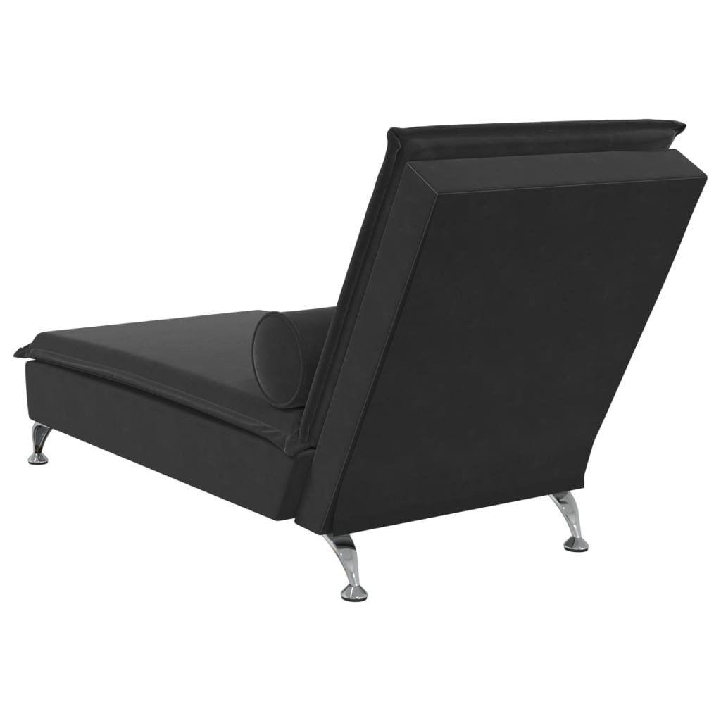 Chaise longue de massage avec traversin noir velours Chaises longues vidaXL   