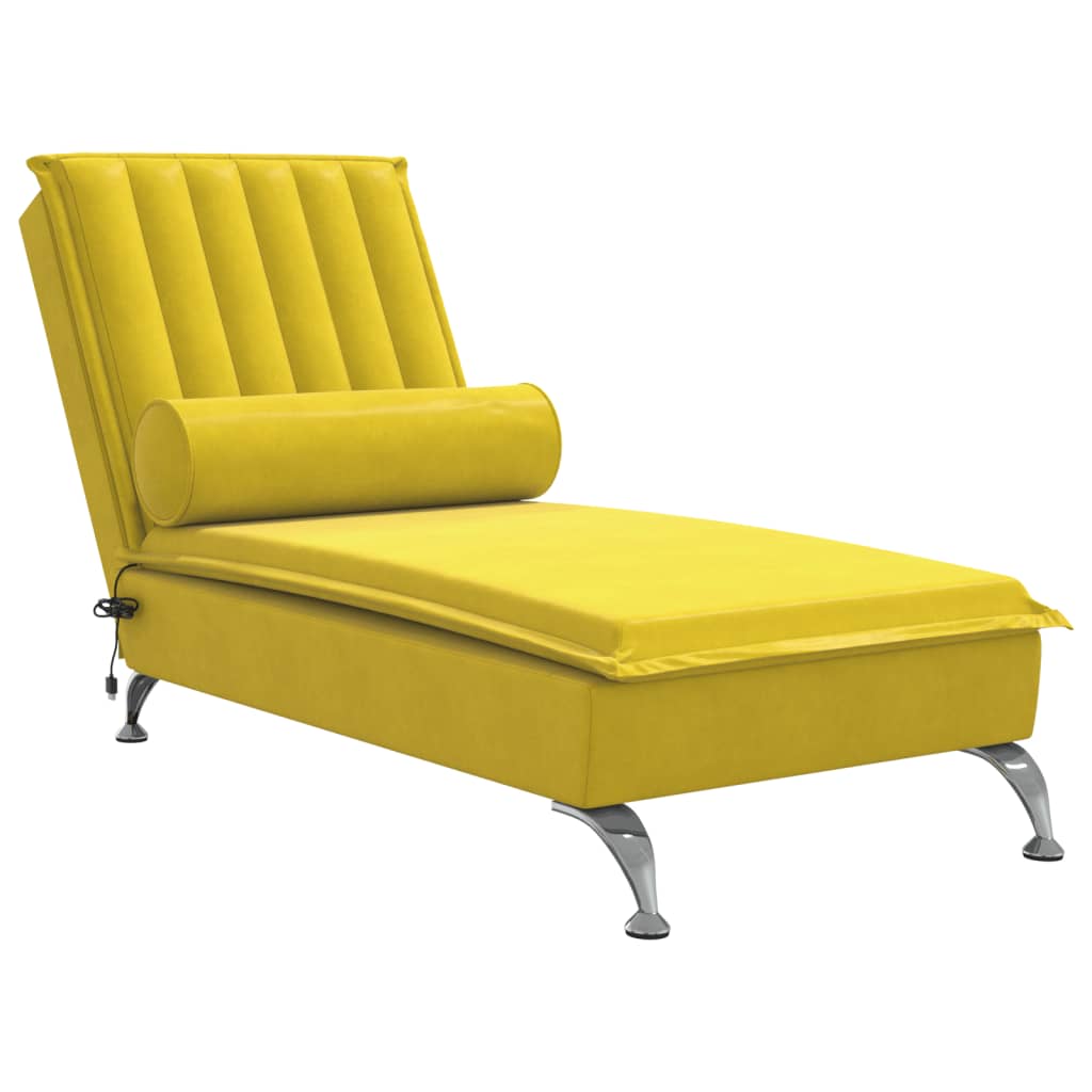 Chaise longue de massage avec traversin jaune velours Chaises longues vidaXL   