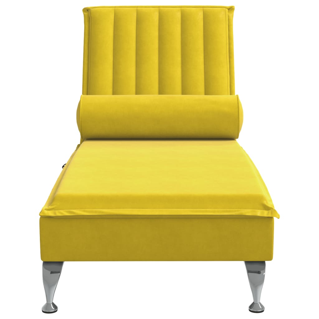 Chaise longue de massage avec traversin jaune velours Chaises longues vidaXL   