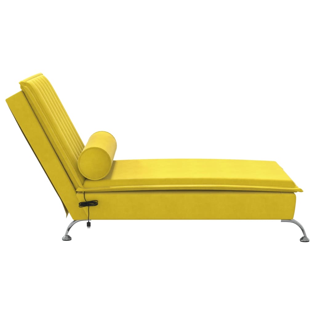 Chaise longue de massage avec traversin jaune velours Chaises longues vidaXL   