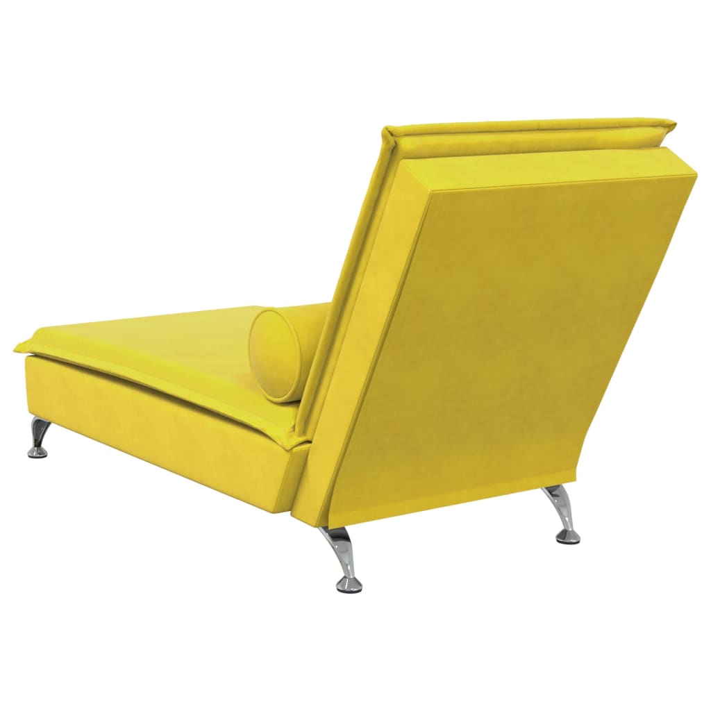 Chaise longue de massage avec traversin jaune velours Chaises longues vidaXL   