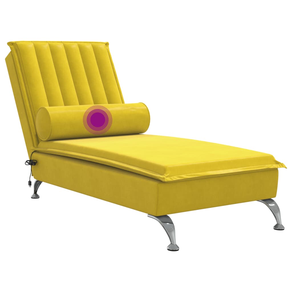 Chaise longue de massage avec traversin jaune velours Chaises longues vidaXL   