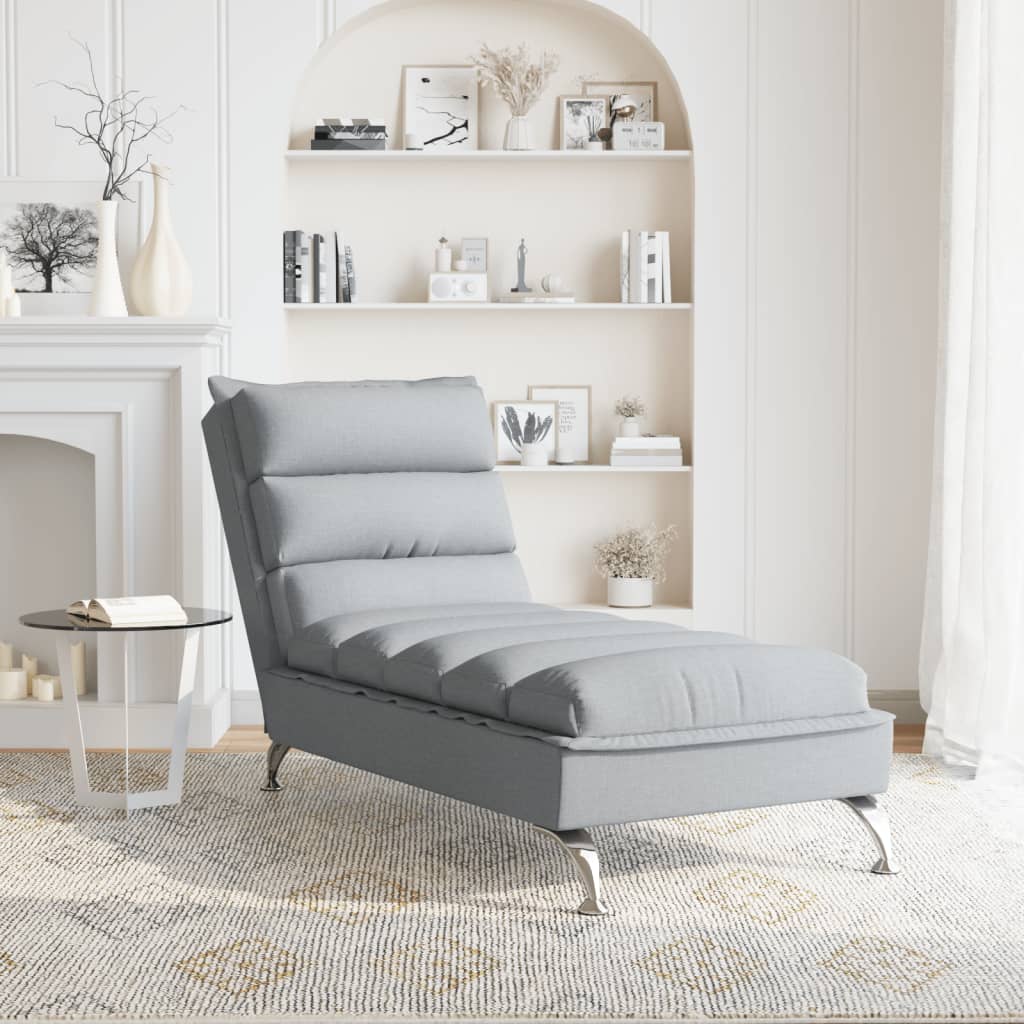 Chaise longue avec coussins gris clair tissu Chaises longues vidaXL   