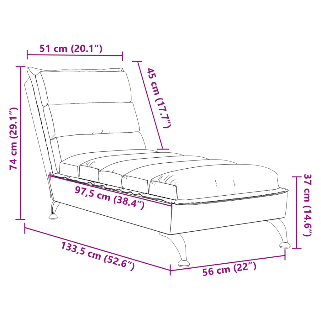 Chaise longue avec coussins gris clair tissu Chaises longues vidaXL   