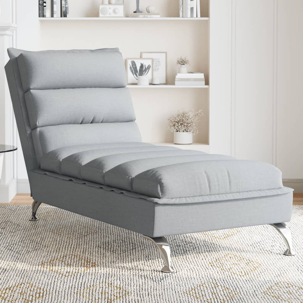 Chaise longue avec coussins gris clair tissu Chaises longues vidaXL   