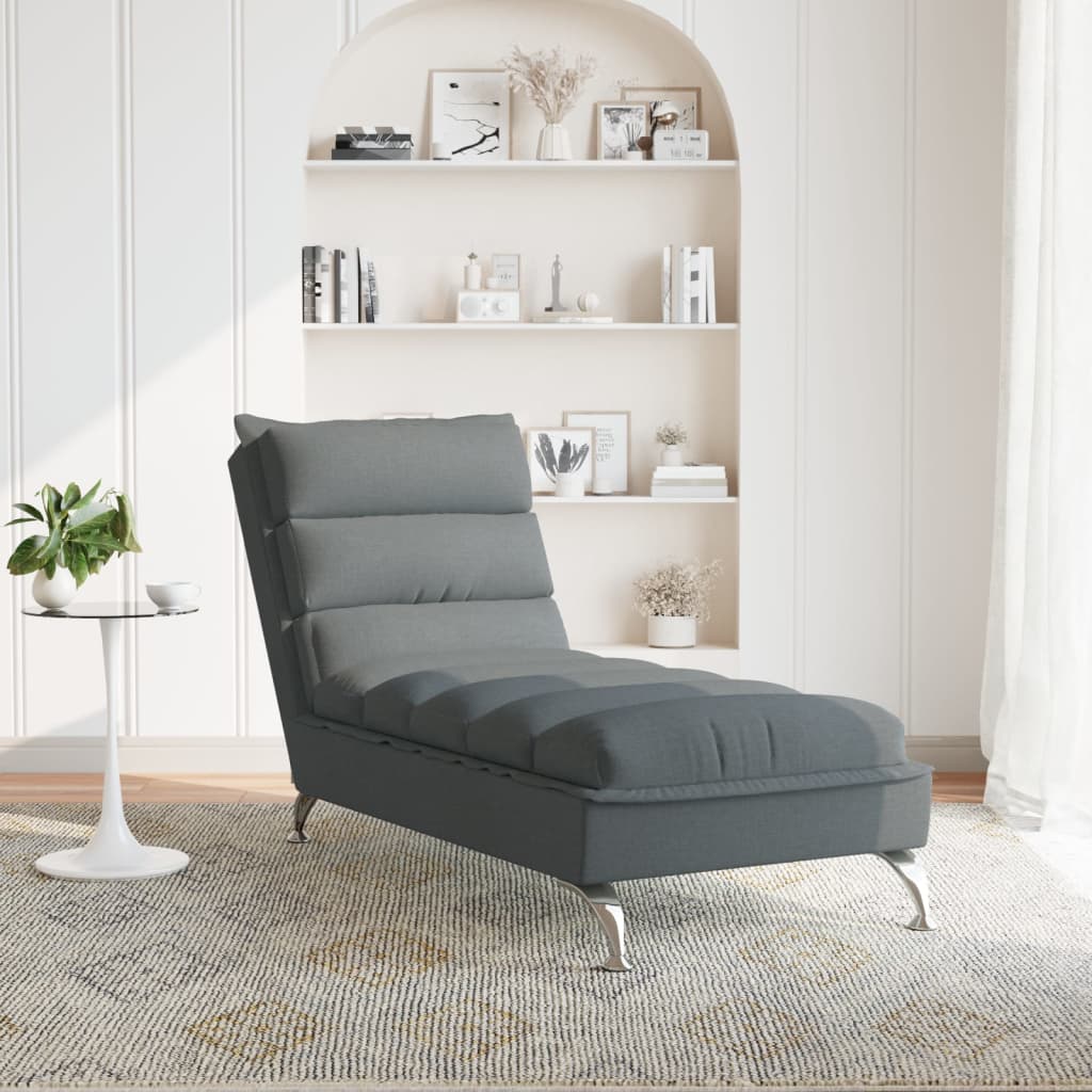 Chaise longue avec coussins gris foncé tissu Chaises longues vidaXL   