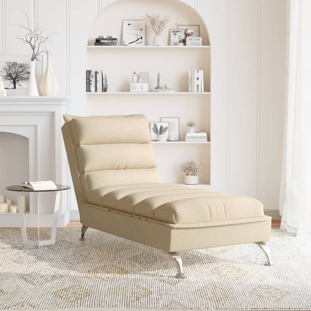 Chaise longue avec coussins crème tissu Chaises longues vidaXL   