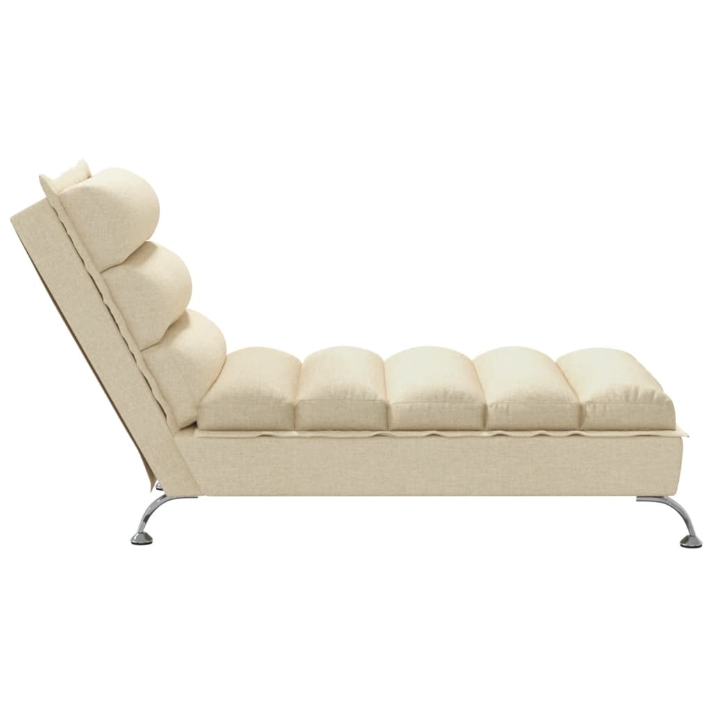 Chaise longue avec coussins crème tissu Chaises longues vidaXL   