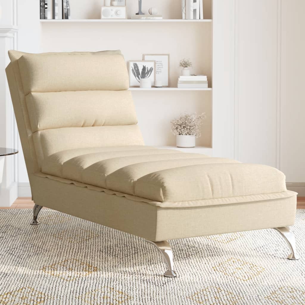 Chaise longue avec coussins crème tissu Chaises longues vidaXL   