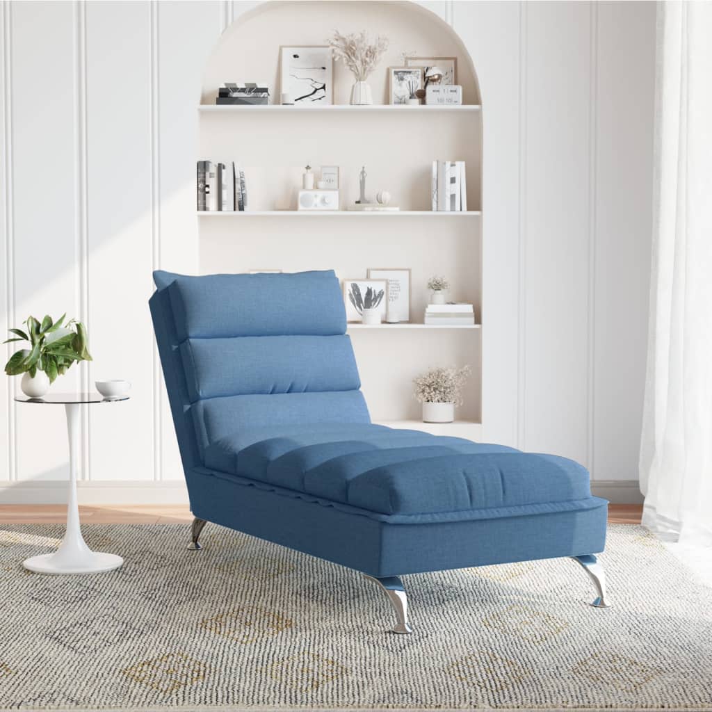 Chaise longue avec coussins bleu tissu Chaises longues vidaXL   