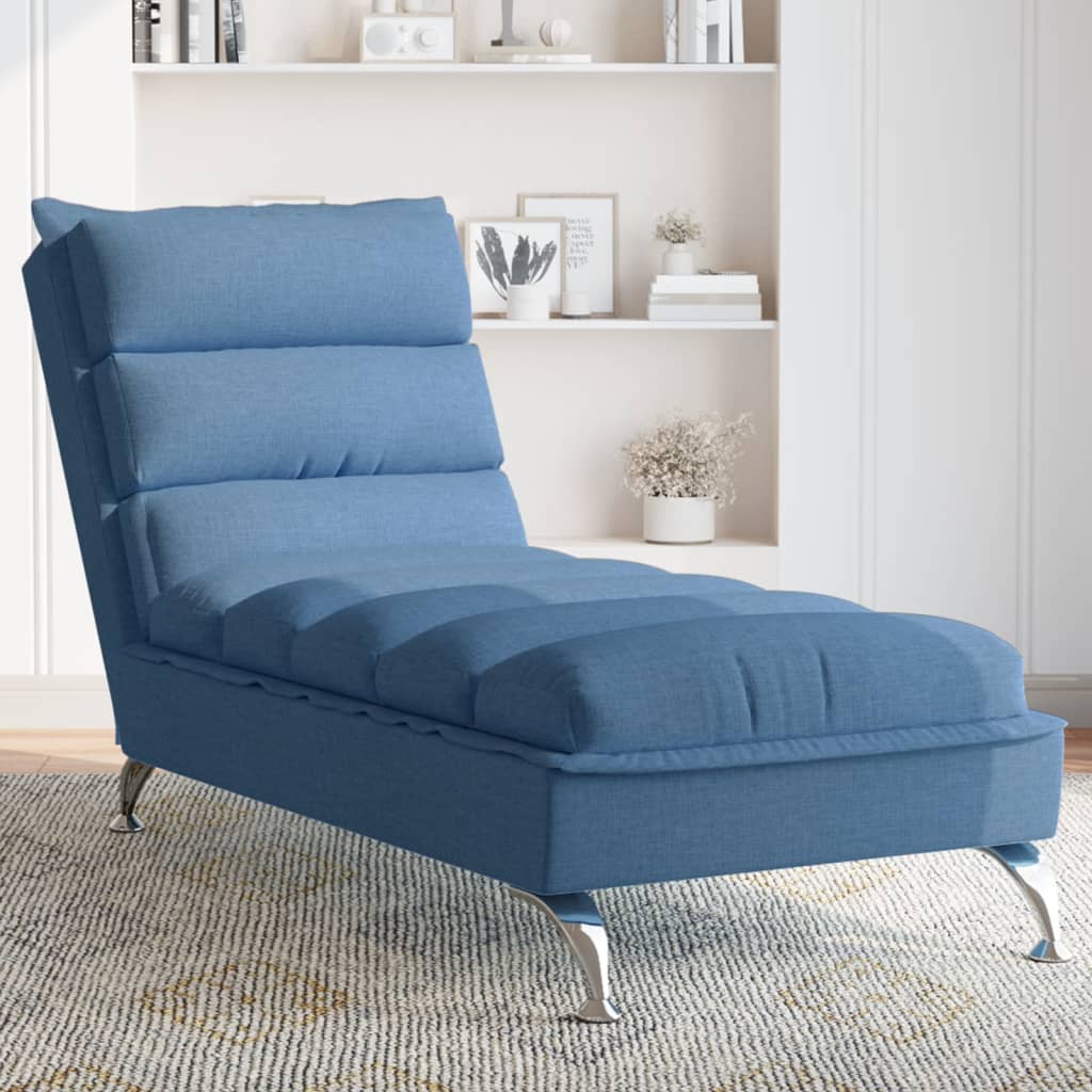 Chaise longue avec coussins bleu tissu Chaises longues vidaXL   