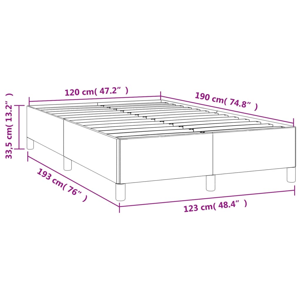 Cadre de lit gris clair 120x190 cm tissu Lits & cadres de lit vidaXL   