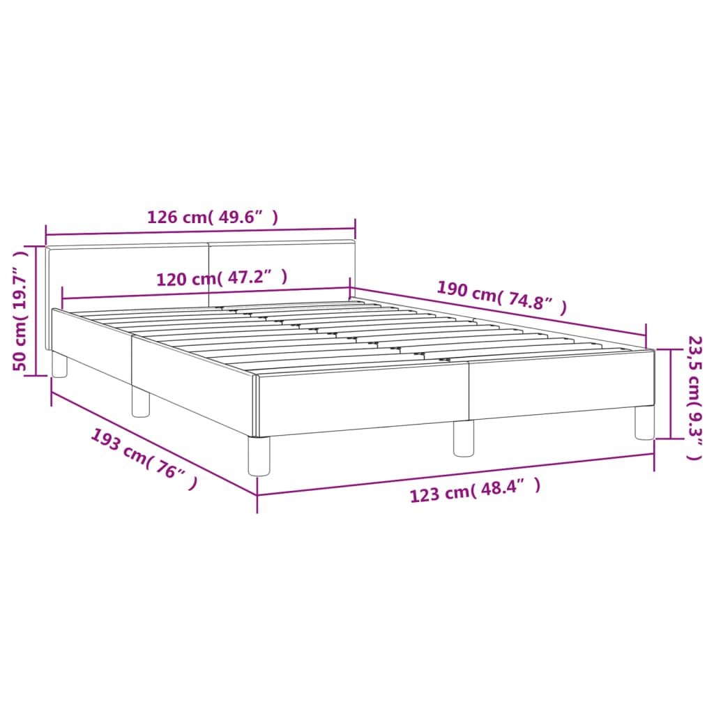 Cadre de lit avec tête de lit gris foncé 120x190 cm tissu Lits & cadres de lit vidaXL   