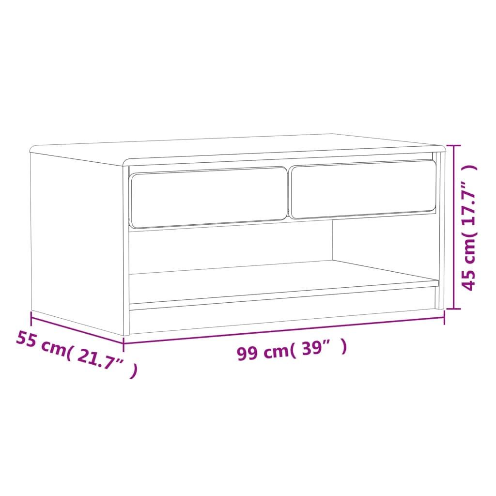 Table basse SAUDA chêne 99x55x45 cm bois de pin massif Tables basses vidaXL   